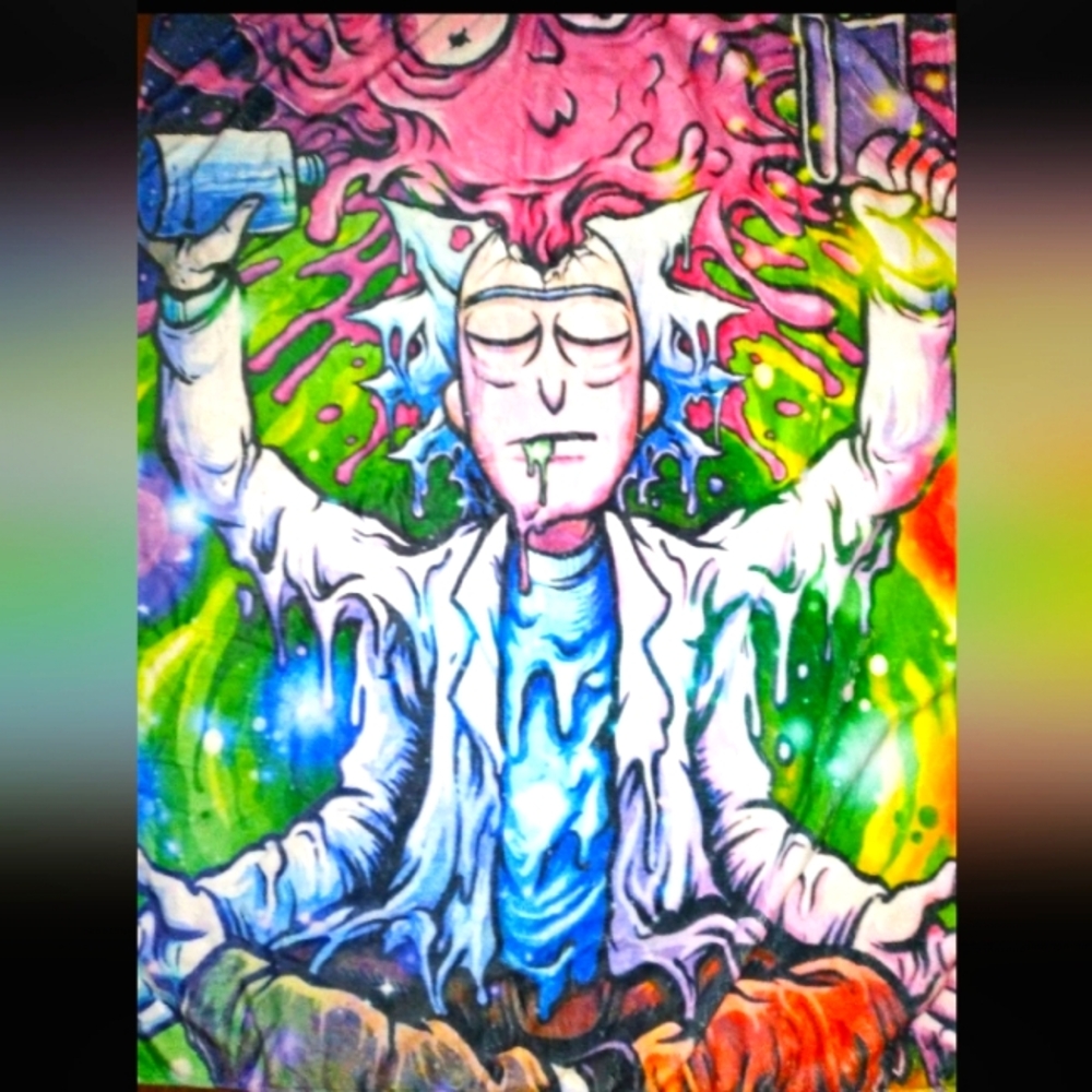 NWT Rick and Morty drip Throw Blanket 50 x 40